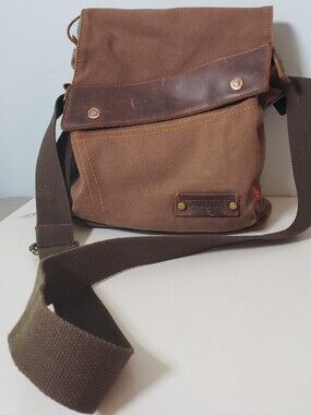 Augur Brown Canvas Leather Messenger Crossbody Shoulder Bag Gorp Utility Rugged